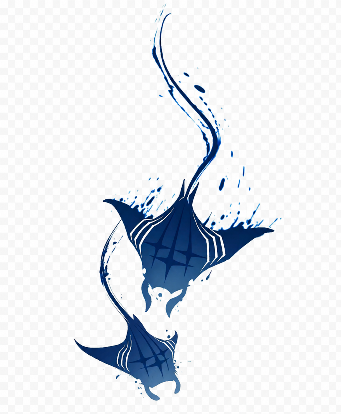 Two electric rays in flowing ink